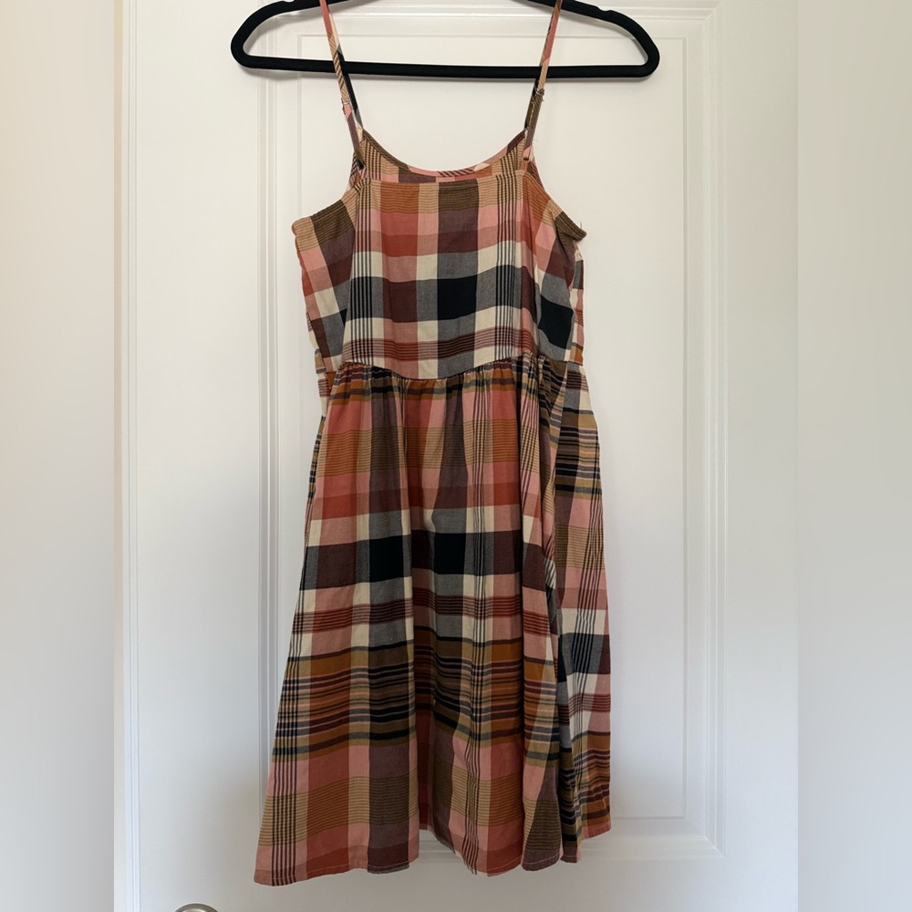 Madewell Pink and Brown Plaid Babydoll Cami Dress - Picture 5 of 9